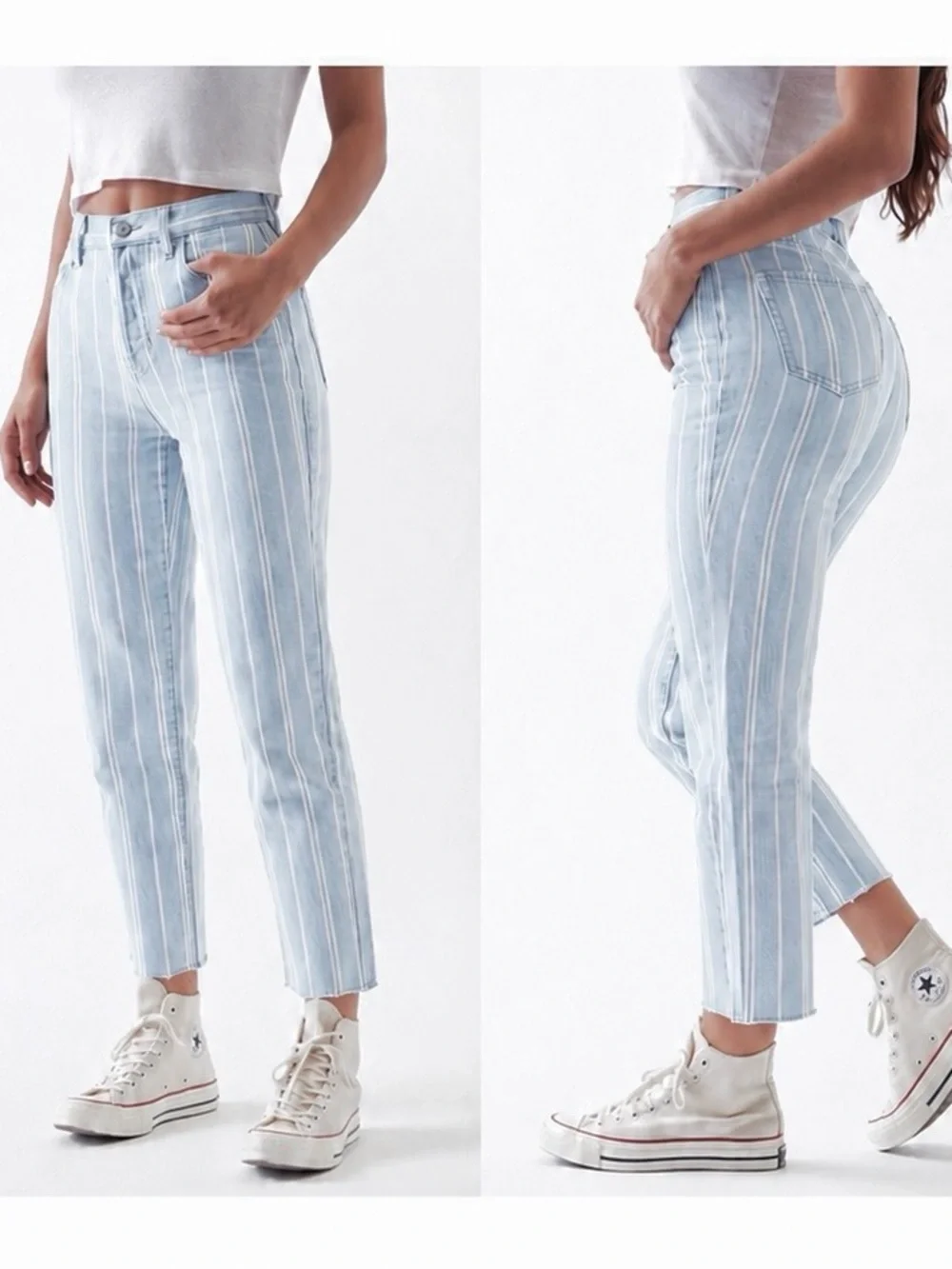 PACSUN light wash double stripe mom jeans size 26 like new